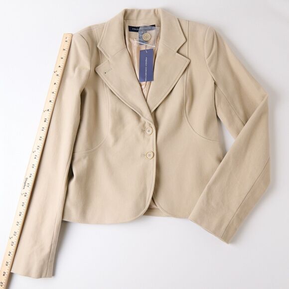 French Connection Women's 8 Beige Cotton Stretch Blazer Jacket Single Breasted - Picture 5 of 9